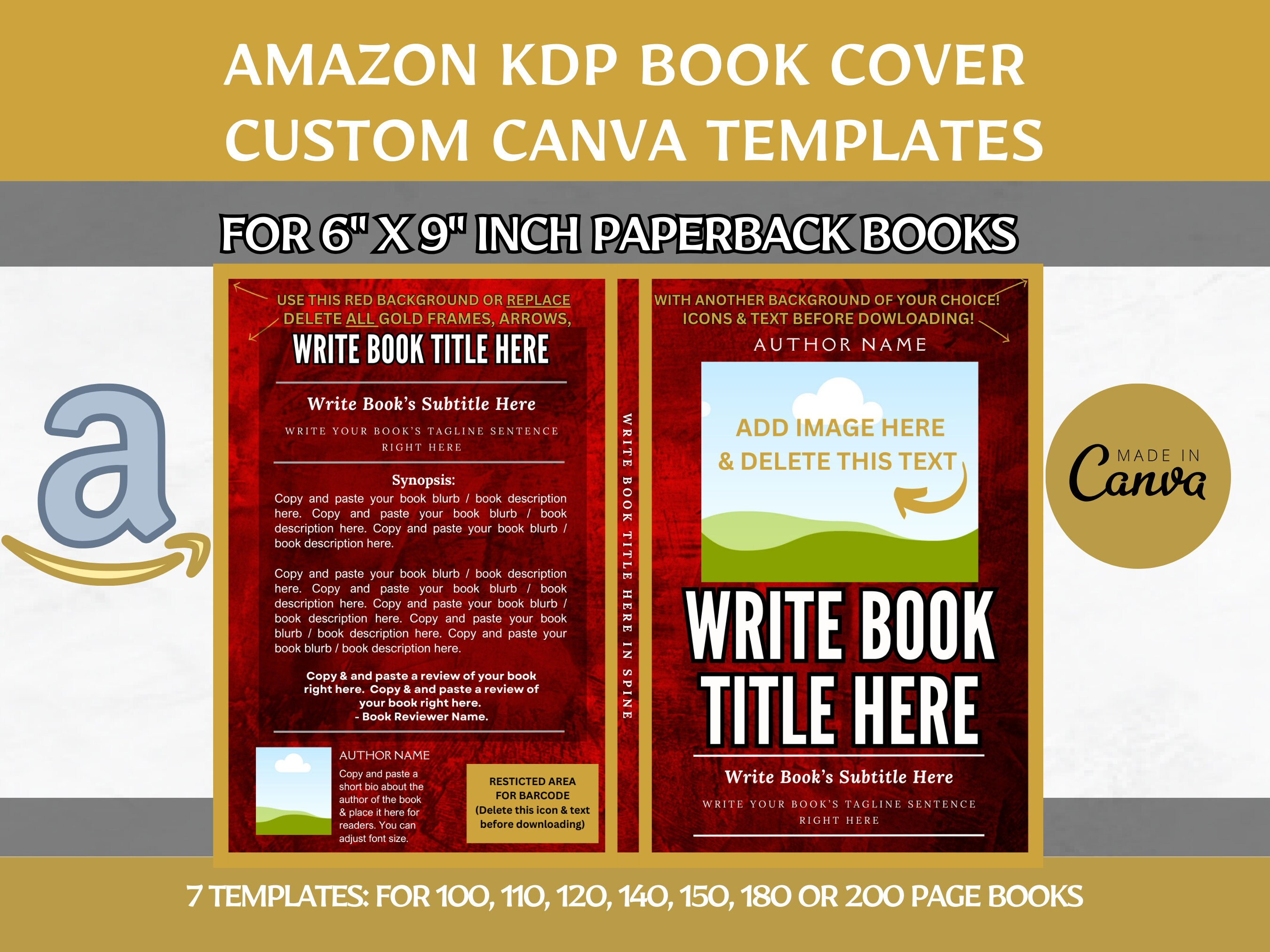 6×9″ Editable Canva Book Cover Templates